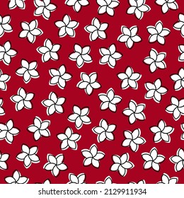 Red seamless pattern with white flowers.
