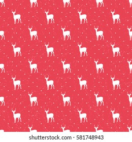 Red Seamless Pattern White Reindeers Vector Stock Vector (Royalty Free ...