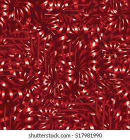Red seamless pattern.Modern 3d background. Abstract floral design. Vector endless texture.Flowers stylish luxury shiny ornaments.