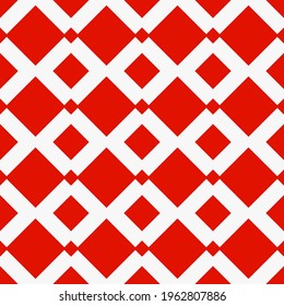 Red seamless rhombuses pattern. Vector and seamless ornament with diamonds.