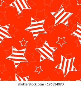 Red seamless striped background with stars