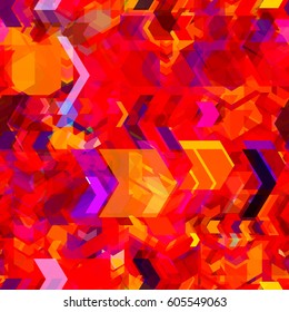 Red seamless texture with black, purple, orange inclusion. Chevron patterns