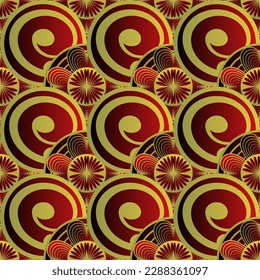 Red seamless textured abstract background combined with yellow gold lines