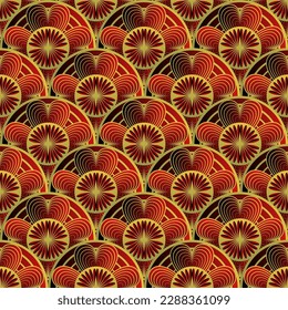 Red seamless textured abstract background combined with yellow gold lines