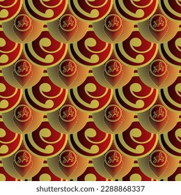Red seamless textured abstract background combined with yellow gold lines