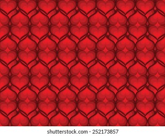 Red seamless vector pattern with hearts