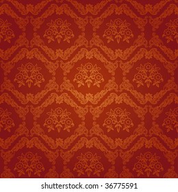 Red seamless victorian flower pattern