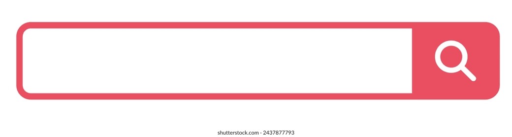Red search box. Red search bar. Vector.