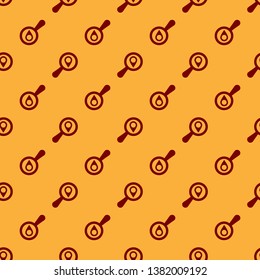 Red Search location icon isolated seamless pattern on brown background. Magnifying glass with pointer sign. Flat design. Vector Illustration