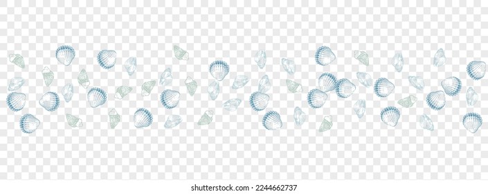 Red Seashell Background Transparent Vector. Clam Creature Texture. Tropical Wallpaper. Gray Scallop Marine Illustration. Orange Oyster.