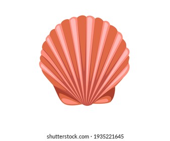 Red seashell simple nautical souvenir vector illustration isolated on white background