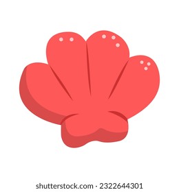 Red seashell simple nautical souvenir vector illustration isolated on white background