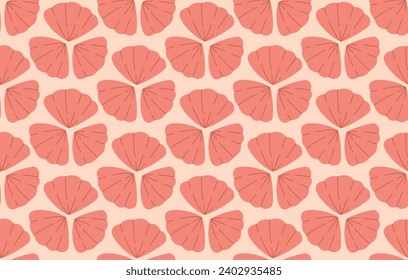 red seashells repeating pattern. pink pattern with seashells. shells are arranged in petals