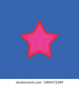 The red seastar on the blue background