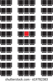 red seat among black seat vector format
