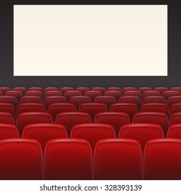 Red seats with white blank screen and space for your text