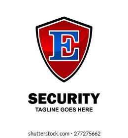 Red Security Logo, Abstract secure shield logo design - various geometric shapes - Security visual identity - Security Logo template Monogram design elements Business sign identity vector illustration