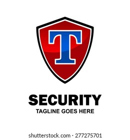 Red Security Logo, Abstract secure shield logo design - various geometric shapes - Security visual identity - Security Logo template Monogram design elements Business sign identity vector illustration