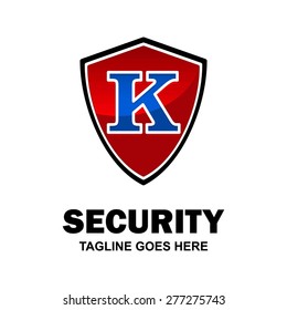 Red Security Logo, Abstract secure shield logo design - various geometric shapes - Security visual identity - Security Logo template Monogram design elements Business sign identity vector illustration