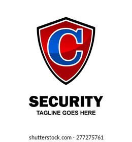 Red Security Logo, Abstract secure shield logo design - various geometric shapes - Security visual identity - Security Logo template Monogram design elements Business sign identity vector illustration