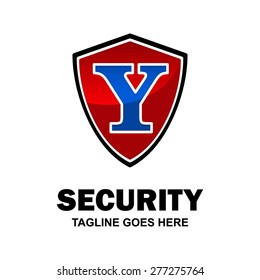 Red Security Logo, Abstract secure shield logo design - various geometric shapes - Security visual identity - Security Logo template Monogram design elements Business sign identity vector illustration