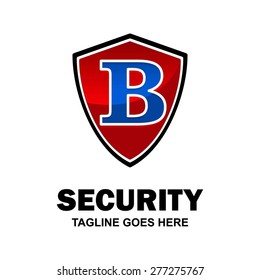 Red Security Logo, Abstract secure shield logo design - various geometric shapes - Security visual identity - Security Logo template Monogram design elements Business sign identity vector illustration