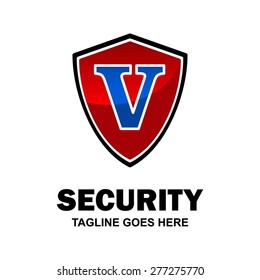 Red Security Logo, Abstract secure shield logo design - various geometric shapes - Security visual identity - Security Logo template Monogram design elements Business sign identity vector illustration