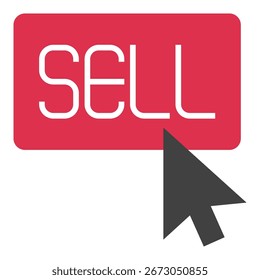 Botão de venda vermelho com cursor do mouse ícone de conceito de vetor ou elemento de logotipo