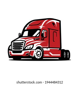 Red Semi Truck Vector Isolated