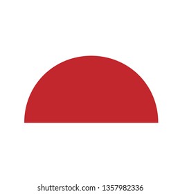 red semicircle basic simple shapes isolated on white background, geometric semicircle icon, 2d shape symbol semicircle, clip art geometric semicircle shape for kids learning
