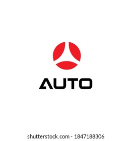 Red semicircles in circle shapetarget symbol , isolated icon on white background. Round automotive logo like aim, flat cartoon style vector logo concept. Abstract auto dealer emblem for business
