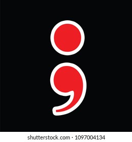 red semicolon vector - question mark symbol