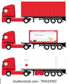 Red Semi-trailer Truck Container ISO Tank And LPG