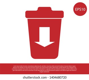 Red Send to the trash icon isolated on white background. Vector Illustration