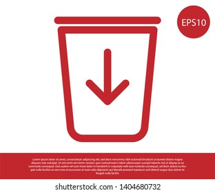 Red Send to the trash line icon isolated on white background. Vector Illustration