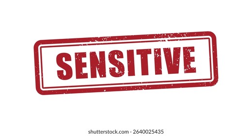 Red Sensitive Grunge Stamp On White