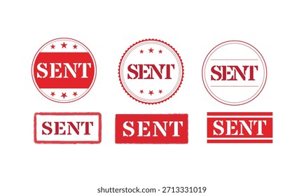 Red Sent Stamp Icon Collection