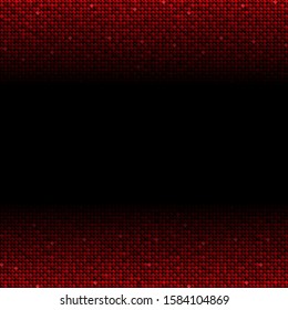 Red sequins, glitters, sparkles, paillettes, mosaic background template. Abstract luxury halftone vector creative backdrop. Red rounds with gradient trendy. Vibrant shiny dots glitter texture.