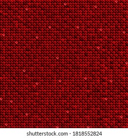 Rote Sequenzen, Glitter, Funkeln, Pailletten, Mosaik-Quadrat-Hintergrund-Vorlage. Abstrakte halftone Vektorgrafik-Kulisse. Glitter Runden Farbverlauf-Trend. Lebhafte rote glänzende Punkte glitzern die Textur.
