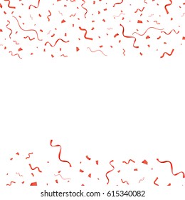 Red serpentine and confetti vector holiday background