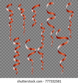 Red serpentine on a transparent background. Vector illustration.
