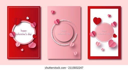 Red serpentine and red, pink hearts on valentines background. Happy valentines day. Happy Mother's Day. Romantic red and pink background. Vector computer graphics, postcards, frame leaflet, web banner