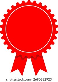 Vector rojo de la insignia de la cinta del borde serrado para los Diseños del logro y del premio
