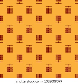 Red Server, Data, Web Hosting icon isolated seamless pattern on brown background. Flat design. Vector Illustration