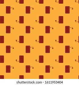 Red Server icon isolated seamless pattern on brown background. Adjusting app, service concept, setting options, maintenance, repair, fixing.  Vector Illustration