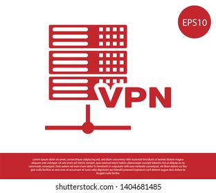 Red Server VPN icon isolated on white background. Vector Illustration