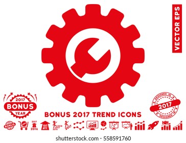 Red Service Tools icon with bonus 2017 year trend design elements. Vector illustration style is flat iconic symbols, white background.