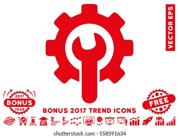 Red Service Tools pictogram with bonus 2017 trend elements. Vector illustration style is flat iconic symbols, white background.