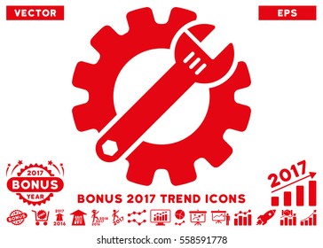 Red Service Tools pictograph with bonus 2017 trend pictures. Vector illustration style is flat iconic symbols, white background.