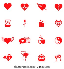 Red set of love icons